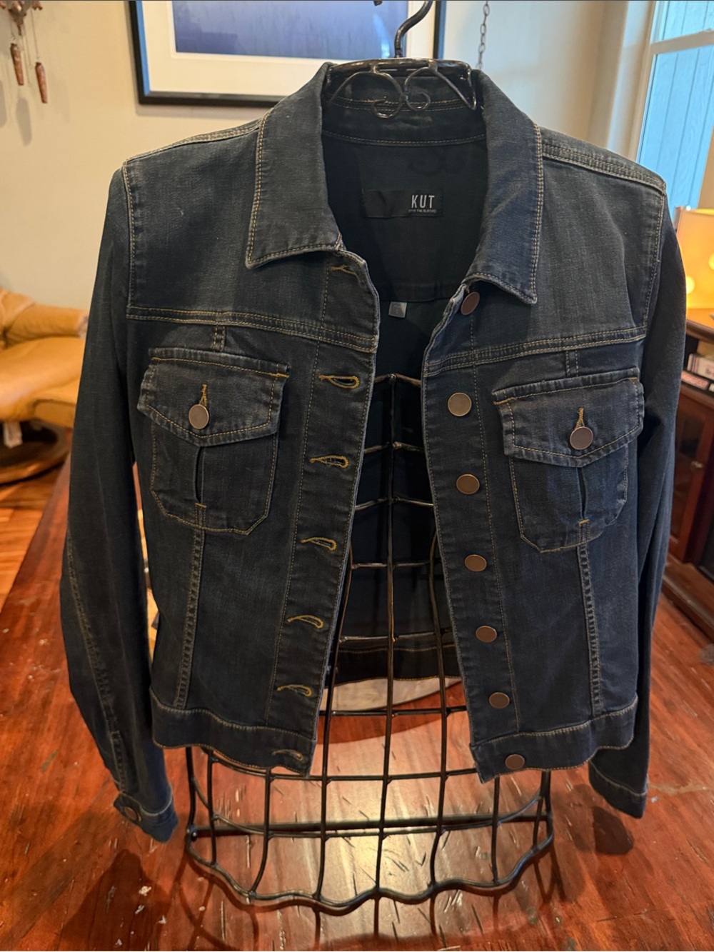 Kut from the Kloth Navy Denim Jacket with Button Front